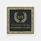 Zwart, gouden Griekse sleutel en laurierkrans brui Servet (Voorkant)