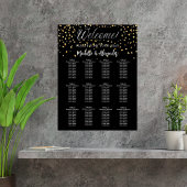 Zwart gouden harten moderne bruiloft zitgrafiek poster