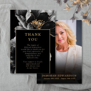 Zwart Gouden Herdenkingsdienst Funeral Foto Bedankkaart