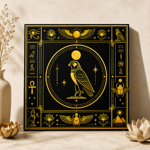 Zwart Gouden Horus Valks Egyptisch Symbool Decor Tegeltje