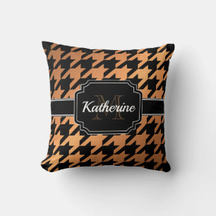Zwart-gouden houndstooth kussen