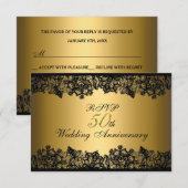 Zwart & Gouden Kant 50e Jubileum RSVP (Voorkant / Achterkant)