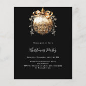 Zwart gouden kerstbal vintage kerstfeest (Voorkant)