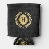 Zwart & Gouden Krans Crest Monogrammed Blikjeskoeler (Voorkant)