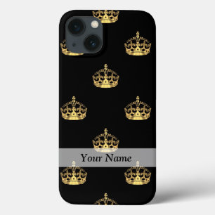 Zwart-gouden kroonpatroon iPhone 13 hoesje