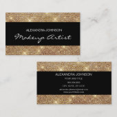 Zwart-gouden legant Sparkly Makeup Artist Visitekaartje (Voorkant / Achterkant)