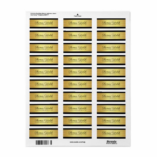 Zwart gouden lijnen elegant design etiket (Full Sheet)