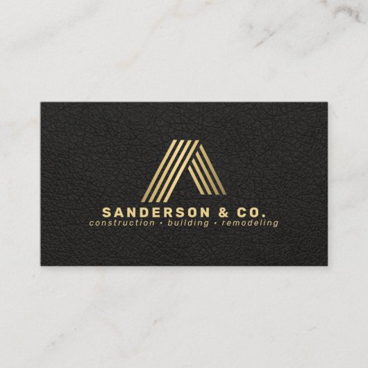 Zwart gouden logo bouwconstructie op maat visitekaartje (Voorkant)