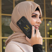 Zwart Gouden Luxe verloop Script Monogram Grappig Case-Mate iPhone Case