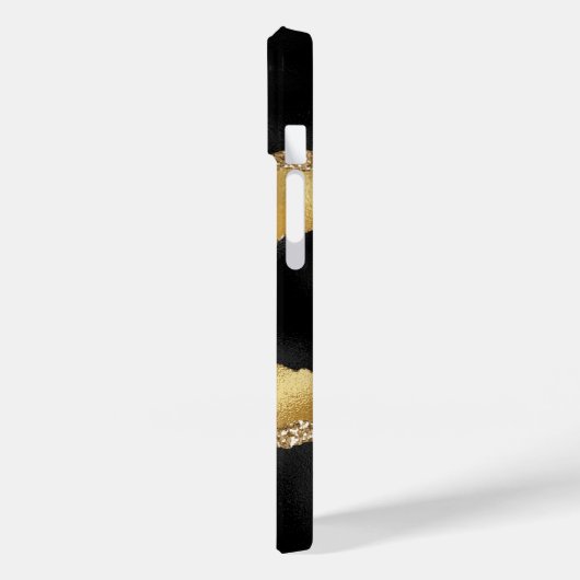 Zwart gouden marmer-naamscript Case-Mate iPhone case (Achterkant / Links)