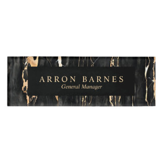 Zwart gouden marmer Personeel Magnetic Name Tag
