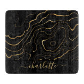 Zwart gouden marmer, steennaamscript snijplank (Voorkant)