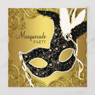 Zwart Gouden Masker Masquerade Bal Kaart