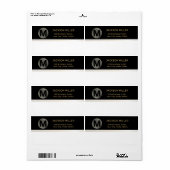 Zwart-gouden moderne eenvoudige monogramverzending etiket (Full Sheet)