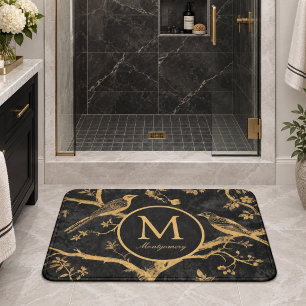 Zwart Gouden Monogram Badmat