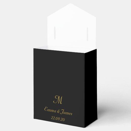 Zwart-gouden monogram bruiloft Hartelijk dank Bedankdoosjes (Geopend)