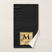 Zwart-gouden monogram Elegant Luxury Bad Handdoek (Handdoek)