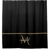 Zwart-gouden monogram Elegant Luxury Douchegordijn (Voorkant)