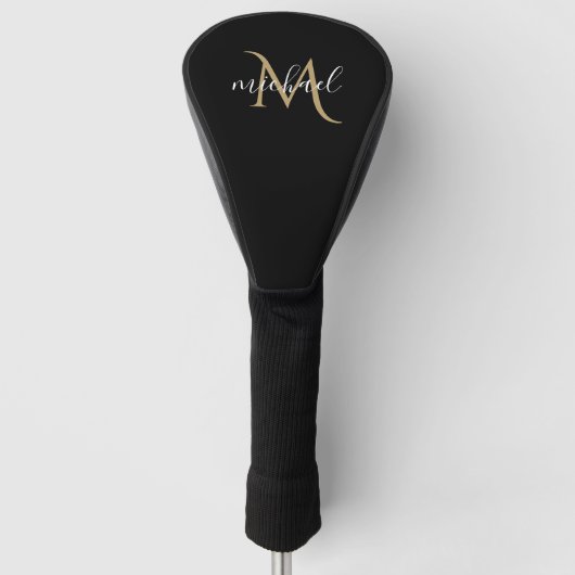 Zwart-gouden monogram Elegant Luxury Golfheadcover (Voorkant)