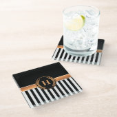 Zwart-gouden monogram glazen onderzetter (Schuin)