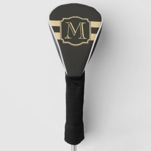 Zwart-gouden monogram golfheadcover