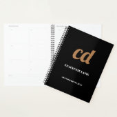 Zwart gouden monogram initialen 2025 planner (Display)