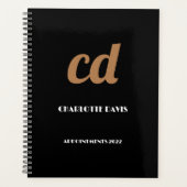 Zwart gouden monogram initialen 2025 planner (Voorkant)