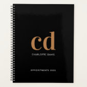 Zwart gouden monogram initialen 2026 planner (Voorkant)
