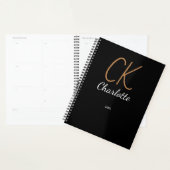 Zwart gouden monogram initialen naam 2025 planner (Display)