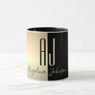 Zwart Gouden Monogram Mok