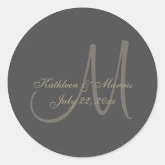 Zwart-gouden monogram ronde sticker