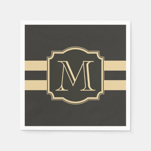 Zwart-gouden monogram servet (Voorkant)