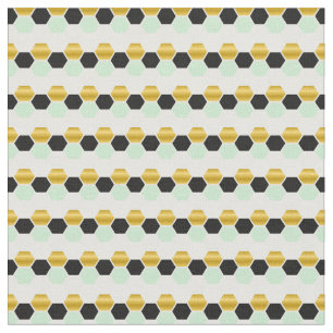 Zwart Gouden Munt Geometrische Hex Hexagram Stof