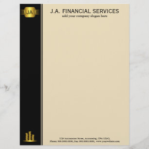 Zwart Gouden Munten Custom Boekhouding Letterkop Persoonlijk Briefhoofd