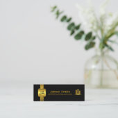 Zwart Gouden Munten Kleine Verticale CPA Accountan Mini Visitekaartje (Staand voorkant)