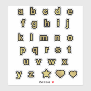 Zwart-gouden onderste Hoesje tekstletters Alphabet Sticker