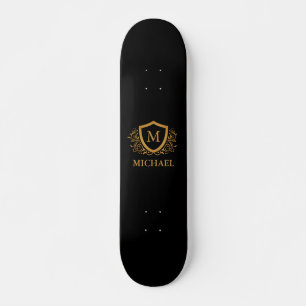 Zwart-gouden, op maat gesneden stijlvol monogram skateboard