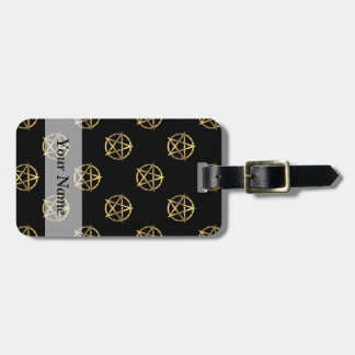 Zwart-gouden pentagram bagagelabel
