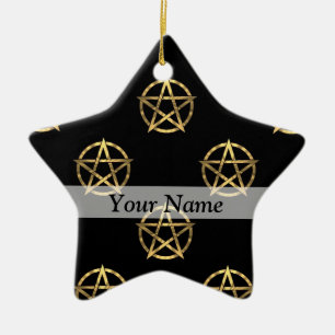 Zwart-gouden pentagram keramisch ornament