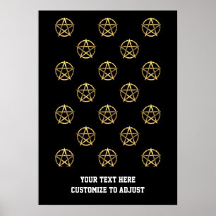 Zwart-gouden pentagram poster