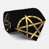 Zwart-gouden pentagram stropdas (Opgerold)