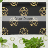 Zwart-gouden pentagram theedoek (Gevouwen)