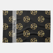 Zwart-gouden pentagram theedoek (Horizontaal)