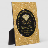 Zwart, gouden, persoonlijk gepersonaliseerd, Happy Fotoplaat (Zijkant)