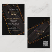 Zwart Gouden QR-code Afstudeeruitnodigingen Sjablo Notitiekaartje (Voorkant / Achterkant)
