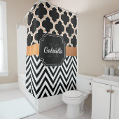 Zwart-gouden Quatrefolie Douchegordijn (In situ)