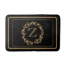 Zwart gouden rand ontwerp monogram Letter Bath Mat