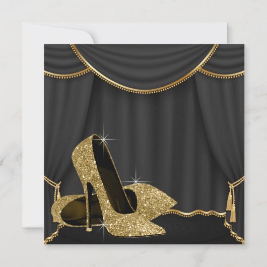 Zwart Gouden Schoen Stap in 60 Verjaardagsfeest Kaart (Achterkant)