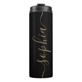 Zwart Gouden Script Aangepaste Thermische Tumbler Thermosbeker