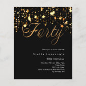 Zwart gouden sterren budget 40e verjaardag uitnodi (Voorkant)
